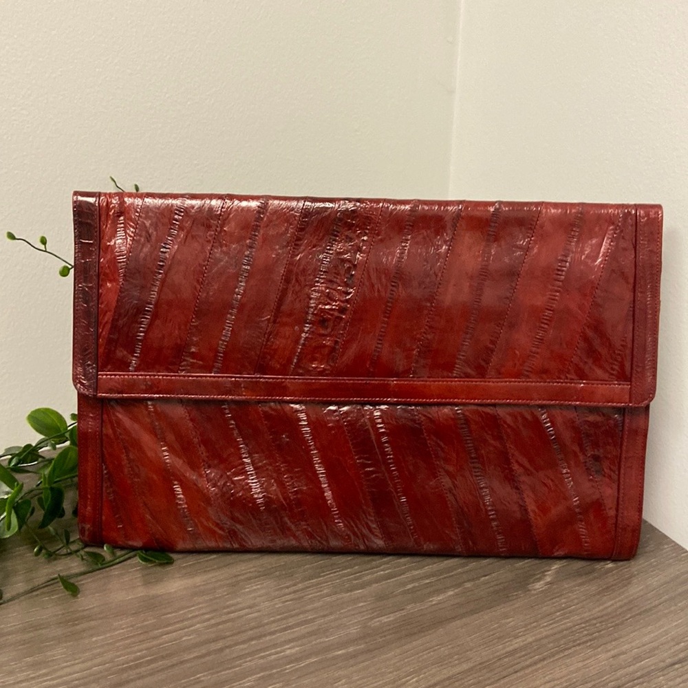 Vintage Genuine Eel Skin Clutch w/ Multiple Pockets